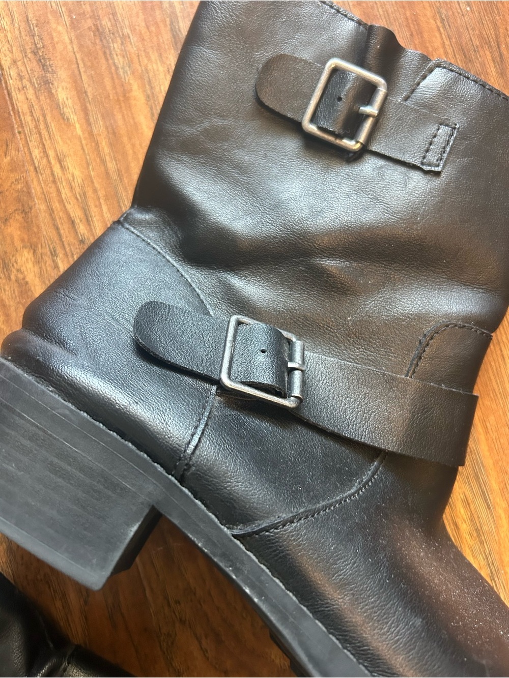 Style & Co. Black Leather Moto Ankle Boots with Buckles - Picture 4 of 7